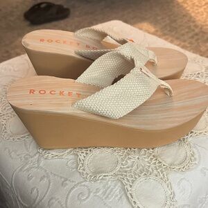 Rocket Dog Diver Webbing Cream Sandal Ladies Summer Textile US 9